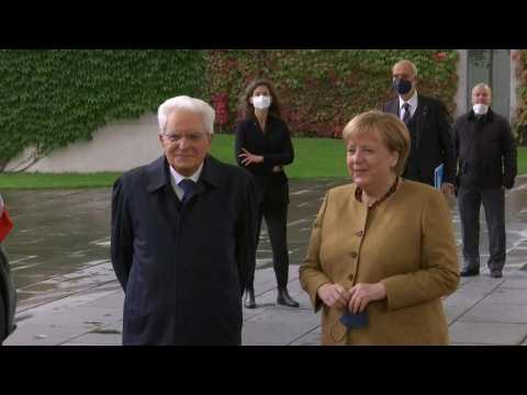 Merkel welcomes Italian President Sergio Mattarella in Berlin