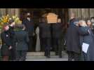Arrival of coffin at church service in Paris for Bernard Tapie