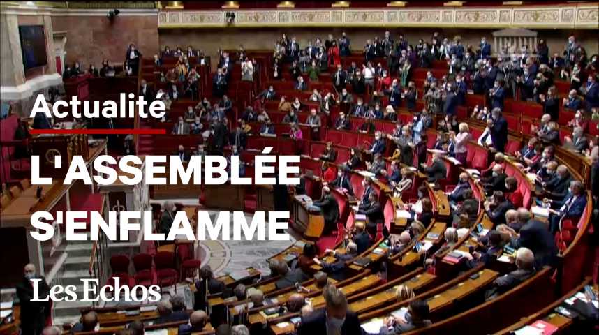 Illustration pour la vidéo Macron dit vouloir "emmerder" les non-vaccinés : l'Assemblée nationale s'enflamme
