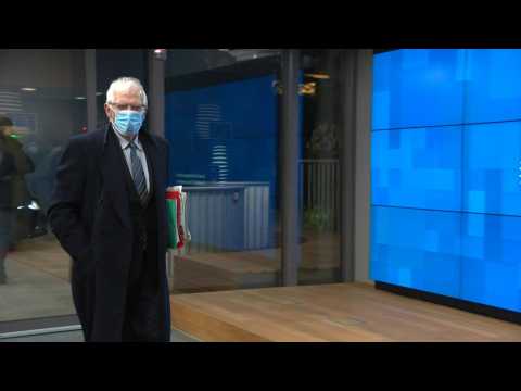 EU foreign ministers arrive for meeting in Brussels
