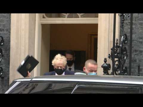 British PM Boris Johnson leaves Downing Street as police launch investigation