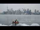 Des Canadiens prennent un bain glacé dans le lac Ontario