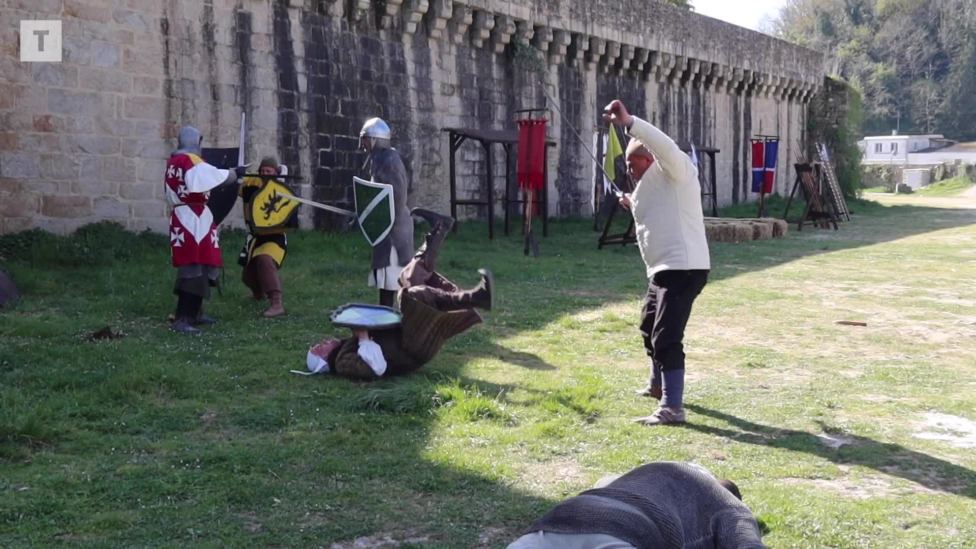 Combat de chevaliers à Hennebont pour le tournage de Secrets d'Histoire (Le Télégramme)
