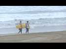 Surfers hit California beach despite US West Coast tsunami alert