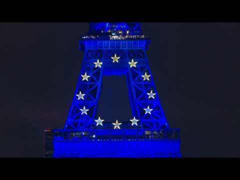 Eiffel Tower lit up in blue as France takes over EU presidency