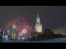 Moscow celebrates the new year with fireworks over empty Red Square