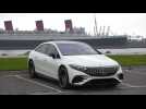 The new Mercedes-AMG EQS 53 4MATIC+ in Diamond White Driving Video