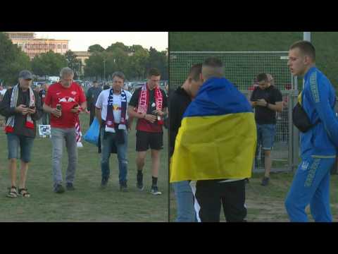 Leipzig and Shakhtar Donetsk fans arrive for Champions League match