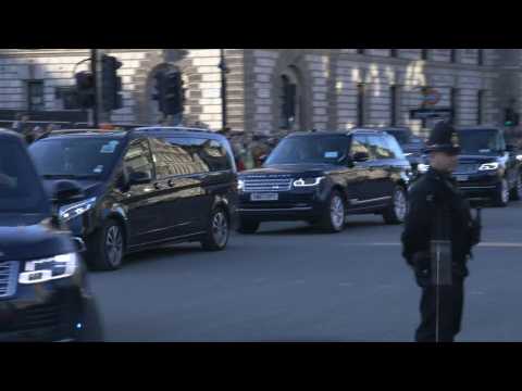 Queen Elizabeth's grandchildren arrive at Westminster Hall for a vigil