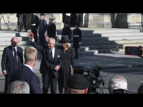 King Charles leaves St Anne's Cathedral in Belfast after prayer service