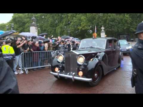 Charles III arrives at Buckingham Palace following Northern Ireland visit