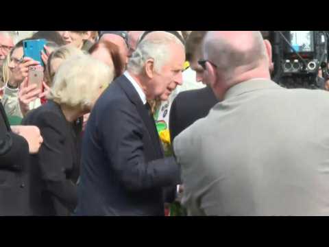 King Charles III and Camilla greet crowds outside Northern Ireland's Hillsborough Castle