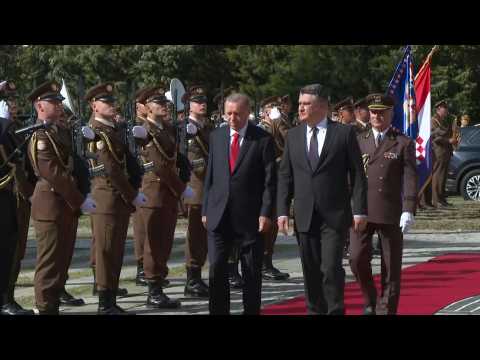 Croatian President Zoran Milanovic welcomes Turkey's Erdogan