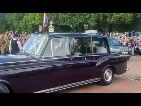 King Charles III and Camila arrive at Buckingham Palace after Queen's death