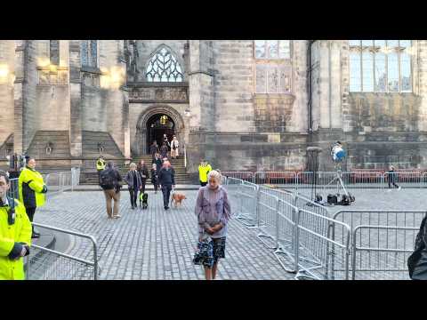 Members of public leave St Giles' Cathedral after seeing Queen's coffin