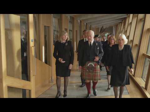 King Charles III and Queen Consort arrive at Scottish Parliament to hear lawmakers' condolences