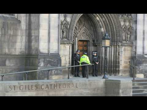 Scene outside Edinburgh's St Giles' Cathedral where queen's coffin to lie