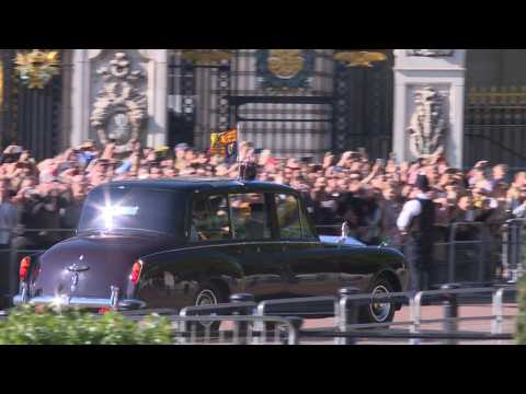 King Charles III arrives at Buckingham Palace