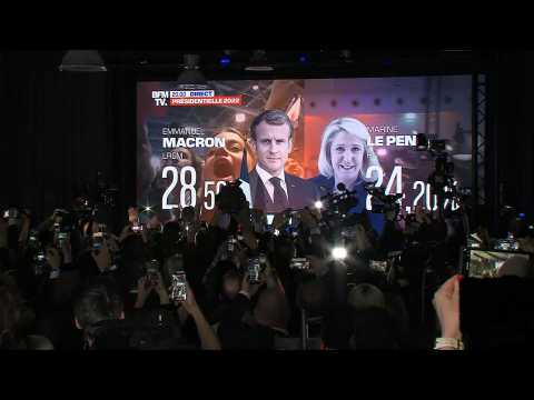 French elections: supporters of Marine Le Pen celebrate qualification for second round