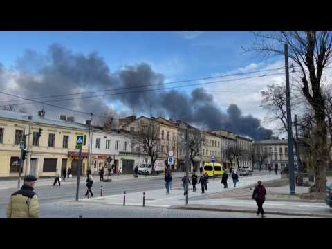 Smoke billows over Lviv as Russia strikes western Ukraine