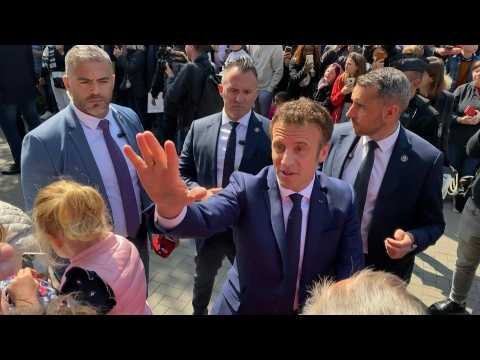French election: President Emmanuel Macron on a walkabout in Le Touquet prior to vote