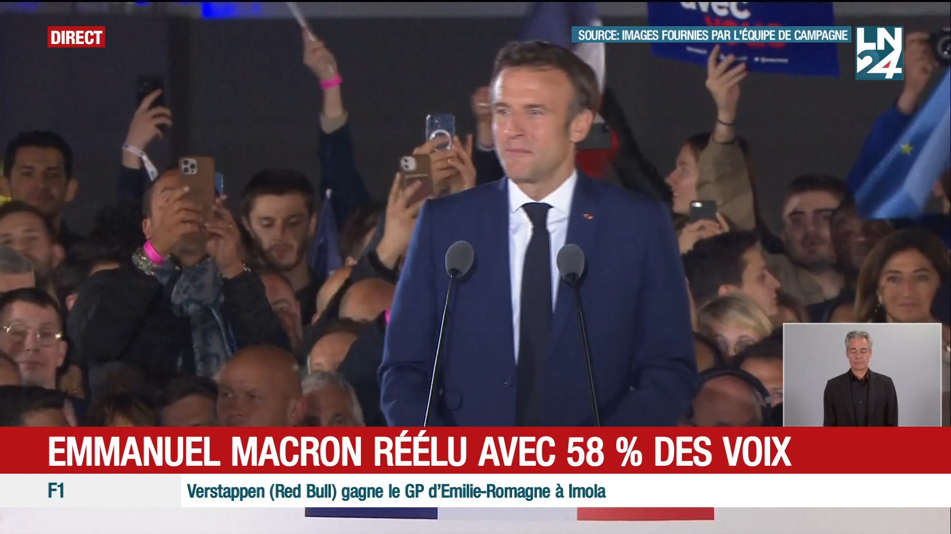 Le discours complet de Macron après sa réélection (LN24)