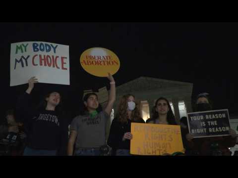 Protest outside US Supreme Court after abortion draft ruling leaks