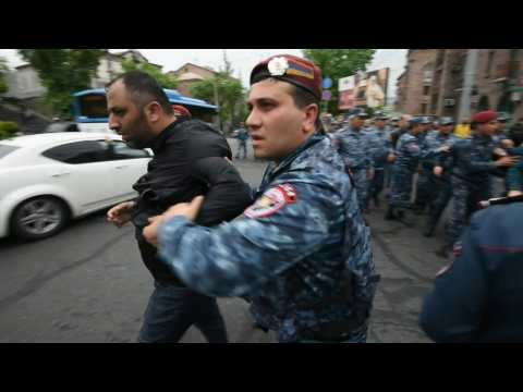 Police clear roads in Yerevan during protest over Karabakh