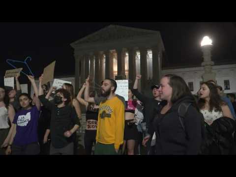 Protesters gather outside US Supreme Court after abortion ruling leak
