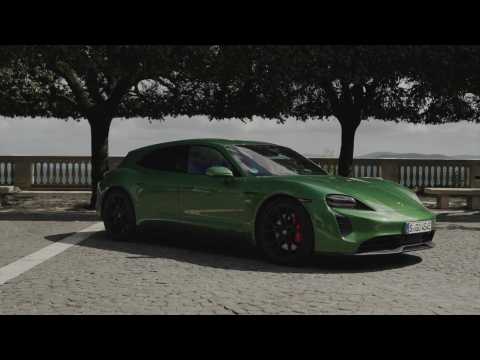 The new Porsche Taycan GTS Sport Turismo in Mamba Green Driving Video