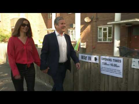 Labour leader Keir Starmer votes in UK local elections