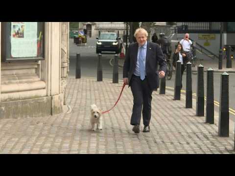 UK PM Johnson arrives at polling station for local elections