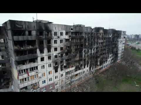 Russian Defence Ministry drone footage shows damaged buildings in Mariupol