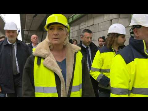 French elections: Marine Le Pen visits a concrete plant near Paris