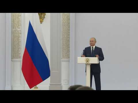 President Vladimir Putin addresses Beijing 2022 medal winner athletes