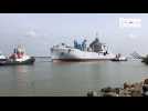 VIDEO. Au chantier de Saint-Nazaire, le navire militaire Jacques-Chevallier mis à flot et transféré vers son quai d'armement