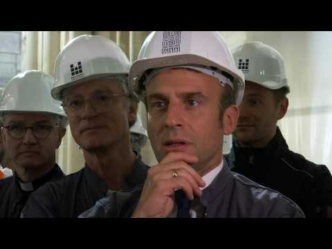 Three years after blaze, Emmanuel Macron visits Notre-Dame construction site