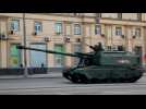 Military vehicles head towards Red Square in Moscow ahead of WW2 parade