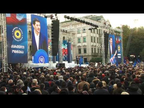 Tens of thousands rally for Georgia ruling party ahead of elections