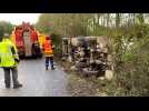 Clairmarais : un camion de fioul retourné