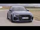 The new Audi RS 3 Sportback in Kemora grey on the race track