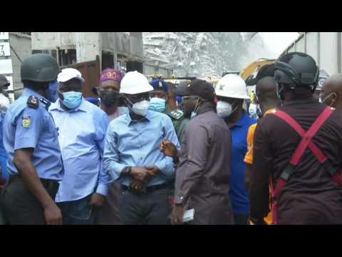 Lagos governor visits site of collapsed high-rise that killed at least 22