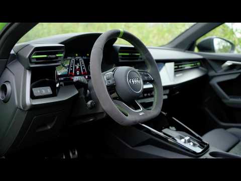 The new Audi RS 3 Sedan Interior Design in Kyalami green