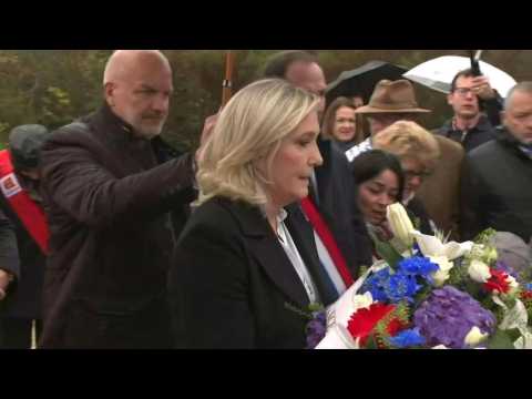 French far-right leader Le Pen pays tribute to De Gaulle in Courseulles-sur-Mer