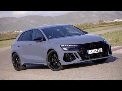 The new Audi RS 3 Sportback in Kemora grey launch on the race track