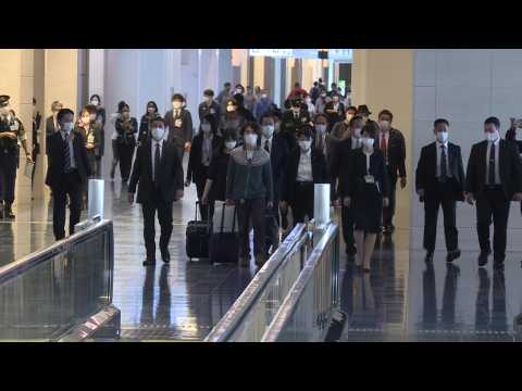 Japan's former princess Mako board flight to New York with husband