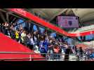 Les supporters troyens au stade de Reims pour les derby Reims - Estac
