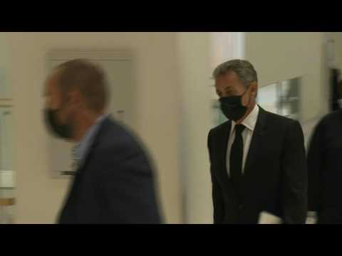 Nicolas Sarkozy arrives at court for polling fraud trial