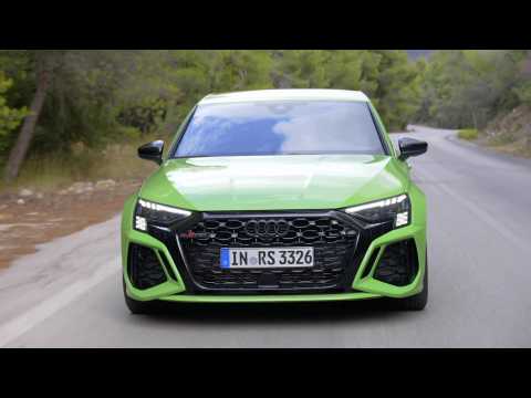The new Audi RS 3 Sedan in Kyalami green Driving Video