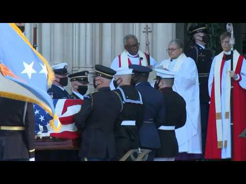 Powell memorial service: Arrival of casket and wife Alma at Washington Cathedral